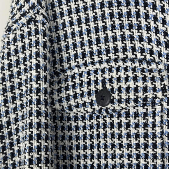 Zara Women’s Tweed Houndstooth Oversized Button-Up Shacket Jacket M Ruffle Boho - Picture 3 of 9